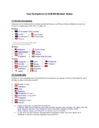 At the beginning the quantity of different types and requirements of malaysian visas might seem a depending on the reason why you travel to malaysia you might need a visa that requires a reference issued by the malaysian department of immigration. Doc Visa Exemptions Of Asean Member States 1 Brunei Darussalam Irc Dht Academia Edu