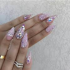Bling Princess Nails Pink Glitter Gems Stones Pixie Dust Swarovski Crystals Swarovski Nails Bling Nails Rhinestone Nails