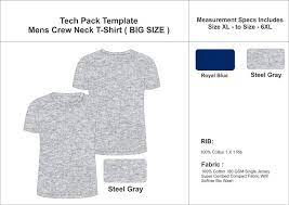 Tech Pack Template Crew Neck T Shirt For Big And Tall Size In 2021 Tech Pack Fashion Sketches Big And Tall