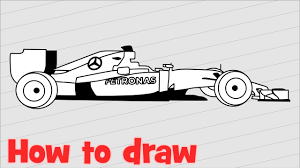 Moving right along the car, we can now place in such details as the wing mirrors and door handles. Drawing F1 Car Mercedes Amg Petronas Lewis Hamilton S Formula 1 Car Youtube