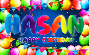 تحميل خلفيات عيد ميلاد سعيد حسن 4k الملونة بالون الإطار حسن اسم