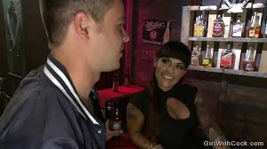 Bartneder TS Foxxy seduces handsome dude James Riker in bar at night and  then anal fucks him bent over table - XNXX.COM