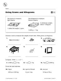 Using Grams And Kilograms 3rd Grade Worksheet Math Instruction Learning Math Math Measurement