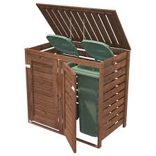 range poubelle bnvpi forme rectangulaire 136 x 82 cm sapin du nord bois massif coloris bois traite marron en 2020 cache poubelle bois cacher les poubelles abris poubelle