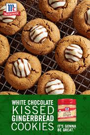 White Chocolate Kissed Gingerbread Cookies Recipe In 2020 Gingerbread Cookies Cookies Holiday Dessert Recipes