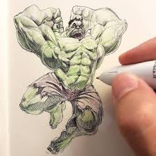More Hulk Art Made By Alberto Russo From Switzerland Alberto Sting Pencildrawing Pen Sketch Color Pencilart Artist Dra Hulk Sketch Art Marvel Art