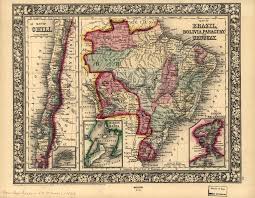 The map is in vintage black and white style. Mapa Do Brasil Bolivia Paraguai E Uruguai Mapa Do Chile Biblioteca Digital Mundial