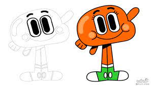مجموعه رسومات تلوين الكارتون الشهير غامبول2019 استمتعي بتلوين غامبول وعائلتة darwin mario characters character