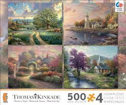 Landscapes jigsaw puzzle 4 in 1. Ceaco 4 In 1 Multi Pack Thomas Kinkade Jigsaw Puzzle Thomas Kinkade Thomas Kinkade Puzzles Thomas