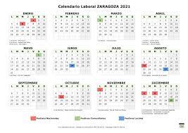 Descargar calendario zaragozano 2021 en pdf. Calendario Laboral Zaragoza 2021 Para Imprimir