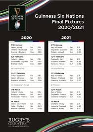 Check out all the latest details for the six nations 2021, including the full schedule of fixtures on tv and live stream. Guinness Six Nations 2020 2021 Fixtures Announced Ruck