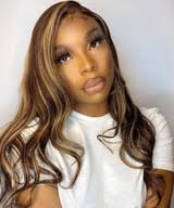 Julia Hair Honey Blonde Body Wave Lace Wigs Dark Roots Highlight Human Hair  Wigs Ombre Wig Body Wave 150% Density