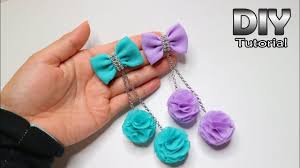 Diy Tutorial Chiffon Fabric Flower With Pompom Chiffon Cara Membuat Bunga Kain Kain Bunga