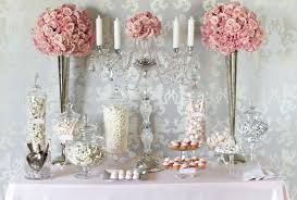 Love This Elegant Pink And White Wedding Candy Buffet Filled With Cupcakes Chocolate Covered Pretzels Pink Wedding Candy Candy Station Wedding Wedding Candy