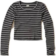 Black And Grey Striped Long Sleeve Shirt Hollister Ribbed Knit Crop Top 40 Pen Liked On Polyvore Featuring Tops Shirts Black Stripe Ribbed Knit Cro Crop Shirt Knit Crop Top Long Sleeve Crop Top