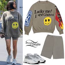 Lucky me i see ghosts sweatshirt real. Kim Kardashian Graphic Sweatshirt Bike Shorts Steal Her Style