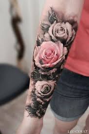 Black And White Sleeve Tattoo With Colour Trendy Flowers Tattoo Color Shading 41 Ideas Tattoo Flowers With Images Rose Tattoos For Women Rose Tattoos Rose Tattoo Sleeve