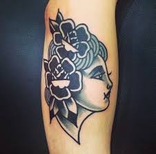 Black And White American Traditional Tattoo Black Flowers Tattoo Traditional Tattoo Traditional Style Tattoo