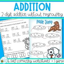 Preview images of the first and second (if there is one) pages are shown. Original Two Digit Addition Without Regrouping Worksheets And Game Distance Learning Double Fun Pdf Jaimie Bleck