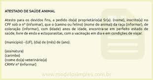 O certificado internacional de vacinação é o documento que comprova a vacinação contra doenças. Modelo De Atestado De Saude Animal