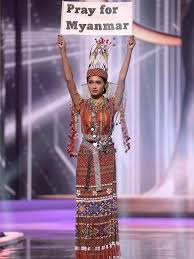 Miss universe myanmar thuzar wint lwin used her platform to speak out about the military coup crisis in her home country after winning the national costume competition sunday evening. Ay Godik6downm