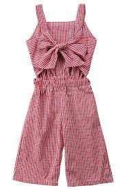 Bow Plaid Jumpsuit Jumpsuits For Girls Toddler Designer Clothes Toddler Girl Outfit