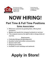 Cb Furniture Is Hiring Pt And Ft Sales Associates Apply Direct To The Grand Prairie Or Arlington Tx Locati Employment Opportunities How To Apply Hiring