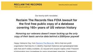 Veterans Records The Target Of Reclaim The Records Foi Lawsuit Records Veteran Family History