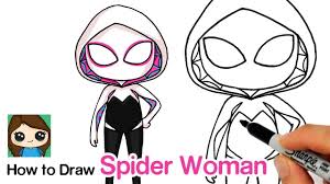 Spiderman drawings in which they are seen in action are best when they are done well, because you see how muscles are activated, and drawings seem to come alive. How To Draw Spider Gwen Spider Man Into The Spider Verse Drawing Superheroes Cute Drawings Drawing Lessons For Kids