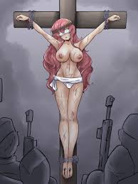 Rule 34 - Absurdres Alte-rie Blindfold Blood Blood On Face Blood On Hands  Blood On Legs Bondage Bondage Bound Breasts Bruise Chained Chains Closed  Eyes Cross Crown Of Thorns Crucifixion Death Execution