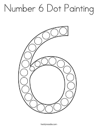 Number 6 with eyes and mouth. Number 6 Dot Painting Coloring Page Twisty Noodle