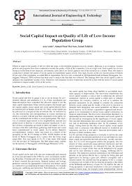 Which income group do i belong to? Pdf Social Capital Impact On Quality Of Life Of Low Income Population Group