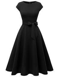 Vintage Dress Tea Length Swing Prom Cocktail Dress With Cap Sleeves In 2020 Cocktail Dress Prom Tea Length Dresses Summer Cocktail Dress