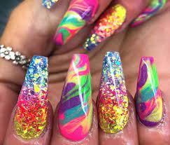 Super Brights For My Little Stunner Emilypowis Acrylicnails Glitternails Nailporn Nailsofin Rainbow Nails Bright Colored Nails Rainbow Nails Design