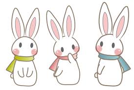 寒中お見舞いや冬素材 イラスト うさぎ 色
