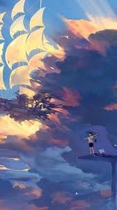 Free live wallpaper for your desktop pc & mobile phone. Wallpaper Hanyijie Sky Scenery Ship Anime Art Anime Landscape Wallpaper Iphone 1080x1920 Wallpaper Teahub Io