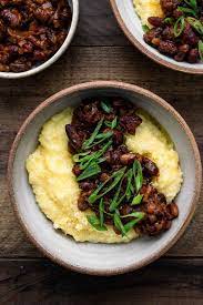 Smoky Beans And Polenta Using Jacob S Cattle Beans Vegetarian Vegan Recipes Whole Food Recipes Bean Recipes