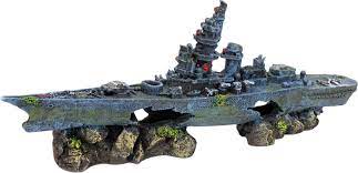 Penn plax striped pirate ship (1) $90.99 was $129.99. Penn Plax Sunken Battleship Aquarium Ornament Medium Chewy Com