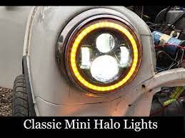 Classic Mini Led Halo Headlight Installation Tutorial How To Change Your Mini Headlights Youtube Led Halo Headlights Classic Mini Mini Cooper Classic