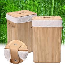 Pretty containers, like these bamboo laundry baskets, can be the motivation for a laundry overhaul. Bamboo Laundry Hamper Basket Wicker Clothes Storage Sorter Bin Organizer Lid Storage Baskets Buy At The Price Of 50 89 In Banggood Com Imall Com