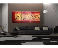 20% off all wall art! Cherry Blossom Painting Branch And Moon On Gold And Red Canvas Acrylic Triptych Painting Japanese Chinese Asian Wall Art Art By Nathalie Van