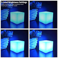 Mr Go 16 Inch 40cm Rechargeable Led Light Cube Stool Waterproof With Remote Control Magic Rgb Color Changing Side Tabl Mood Lamps Color Changing Led Led Lights