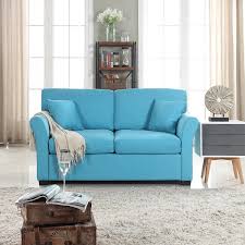 Cozy Loveseat Sofa For Small Living Room Small Space Couch In Blue Ebay