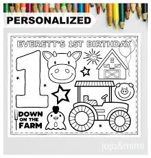 Coloring sheets for kids printable coloring coloring pages for kids coloring books food coloring. Personalized Tractor Happy 1st Birthday Printable Placemat Etsy Happy 1st Birthdays Birthday Printables Happy Birthday Printable