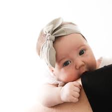 Linen Baby Top Knot Headband In Moonlight Grey Eco Baby Boutique