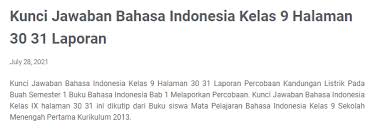 Jawaban bahasa indonesia kelas 9 halaman 27. Kunci Jawaban Bahasa Indonesia Kelas 9 Halaman 30 31 Laporan Ilmu Edukasi