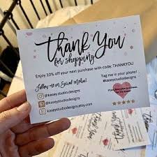 Diy Printable Thank You Card For Your Order Small Business Card Add Logo Social Media Icons Instagram Poshmark Etsy Website Email In 2020 Small Business Cards Business Thank