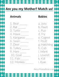 Animal Matching Baby Shower Game Free Printable Artsy Mama Bear Baby Shower Funny Baby Shower Games Baby Shower Gifts