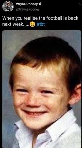 Eriksen is first in our thoughts. Wayne Rooney When You Realise The Football Is Back Next Week Reddevils