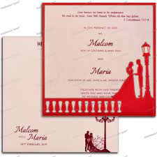 In christian weddings due importance is given to the christian wedding invitation card that is sent out to friends and family. Christian Design Red Christian Wedding Invitation Size 8 X 8 Rs 65 Piece Id 20100304833